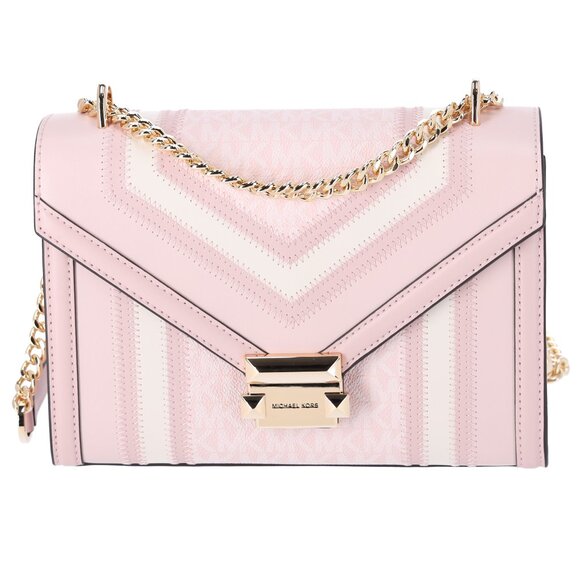 Michael Kors Whitney Medium Flap Shoulder Bag Powder Blush Pink Multi - Picture 3 of 7